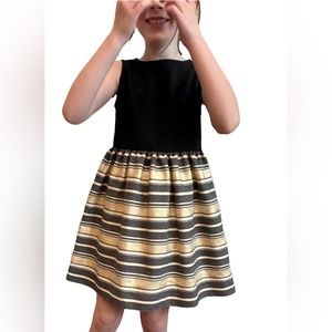 J. Crew Crewcuts Girls Dress Special Occasion Stripe Metallic Black Gold